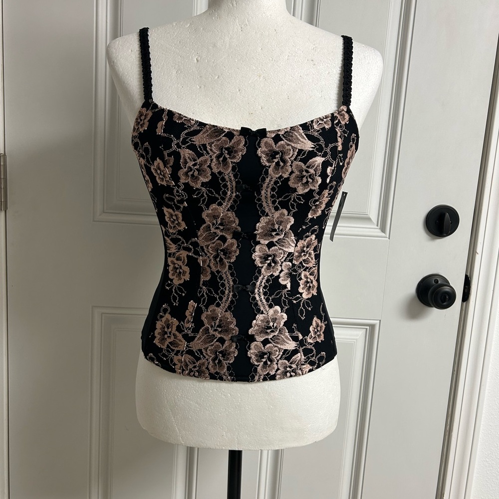 SOMA Black & Champagne Laced Corset Bustier NWT